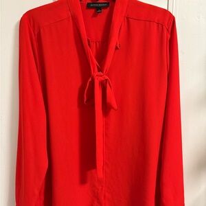 Banana Republic Vibrant Red Tie-Neck Top